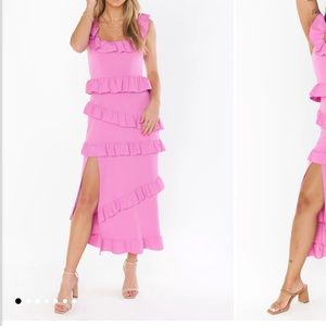 Show Me Your Mumu pink Greta midi dress. Worn once!